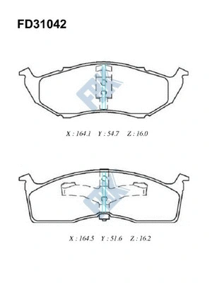 Kit de plaquettes de frein, frein à disque FBK FD31042
