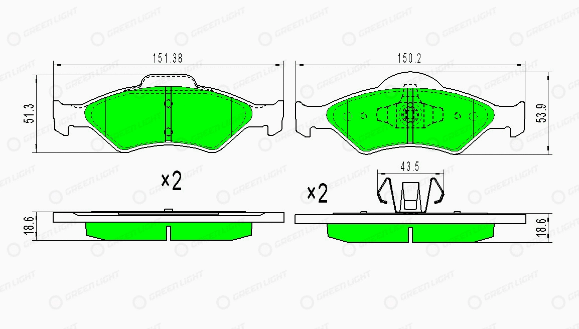 Kit de plaquettes de frein, frein à disque Automotive Adriado GLBP0203