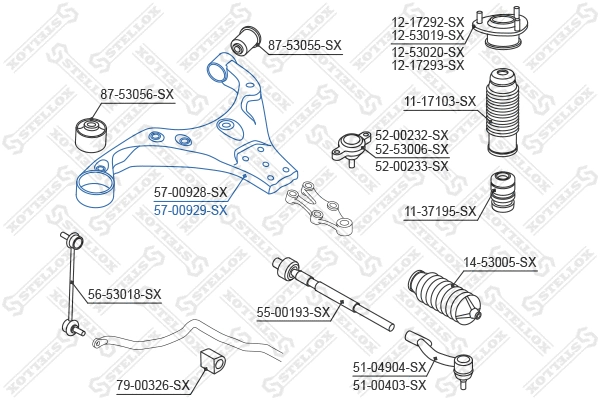 Bras de liaison, suspension de roue STELLOX 57-00929-SX