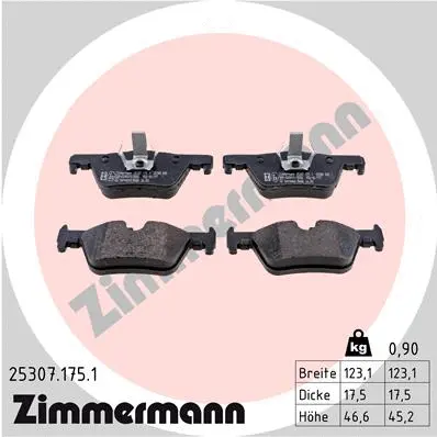 Kit de plaquettes de frein, frein à disque ZIMMERMANN 25307.175.1