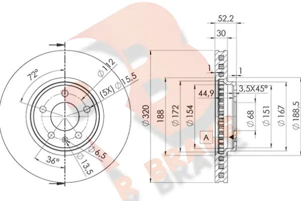 Disque de frein R BRAKE 78RBD26076