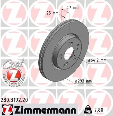 Disque de frein ZIMMERMANN 280.3192.20