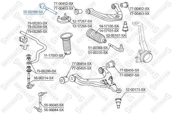 Rotule de direction intérieure, barre de connexion STELLOX 55-00169-SX
