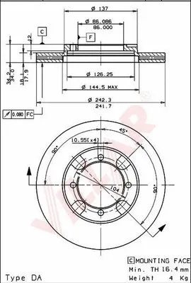 Disque de frein VILLAR 628.1410