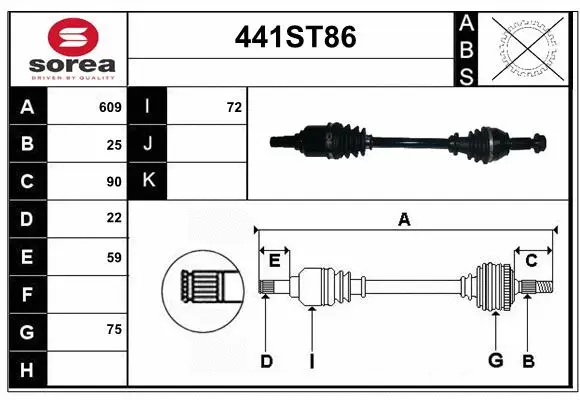 Arbre de transmission STARTCAR 441ST86