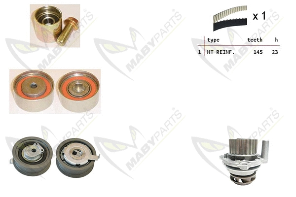 Pompe à eau + kit de courroie crantée MABYPARTS OBKWP0121