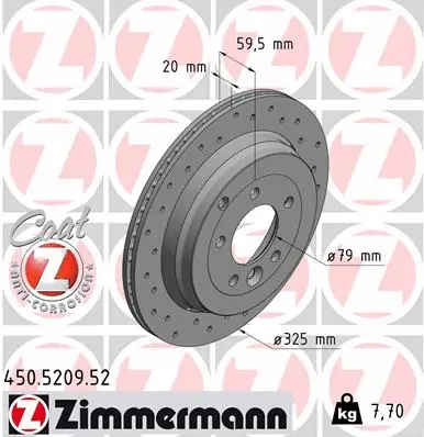 Disque de frein ZIMMERMANN 450.5209.52