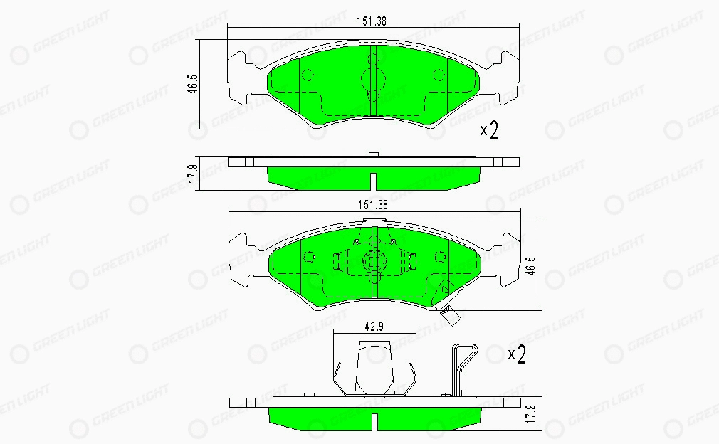 Kit de plaquettes de frein, frein à disque Automotive Adriado GLBP0351