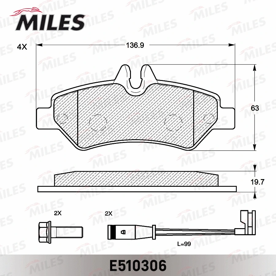 Kit de plaquettes de frein, frein à disque MILES E510306