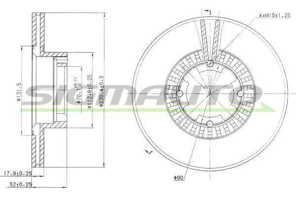 Disque de frein SIGMAUTO DBA341V