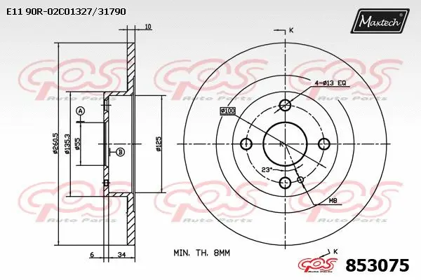 Disque de frein MAXTECH 853075
