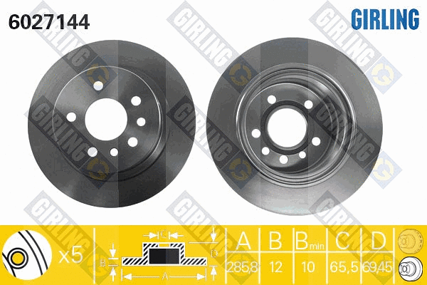Disque de frein GIRLING 6027144