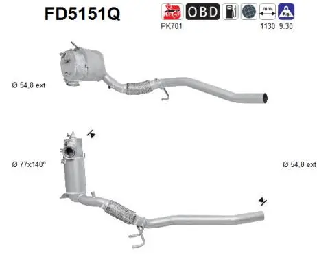 Filtre à particules / à suie, échappement AS FD5151Q