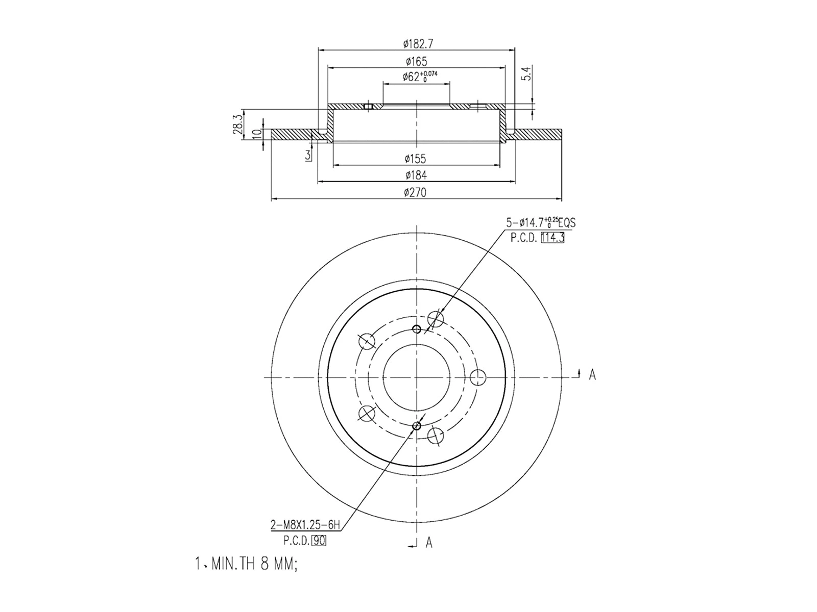 Disque de frein A.Z. Meisterteile AZMT-44-024-1330