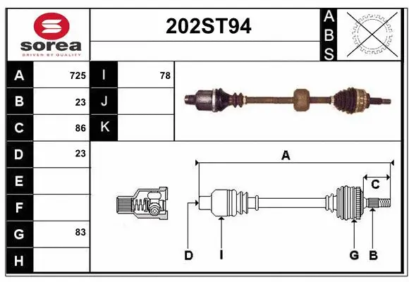 Arbre de transmission STARTCAR 202ST94
