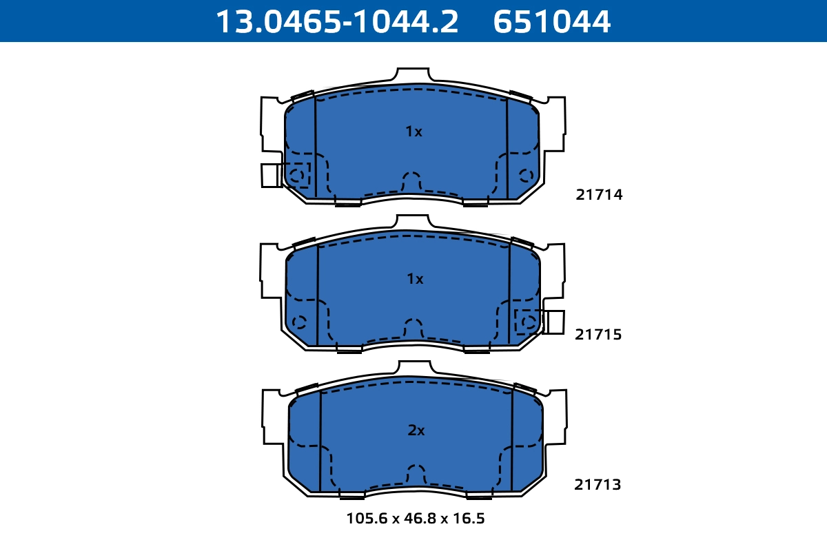 Kit de plaquettes de frein, frein à disque ATE-APAC 13.0465-1044.2
