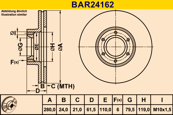 Disque de frein BARUM BAR24162