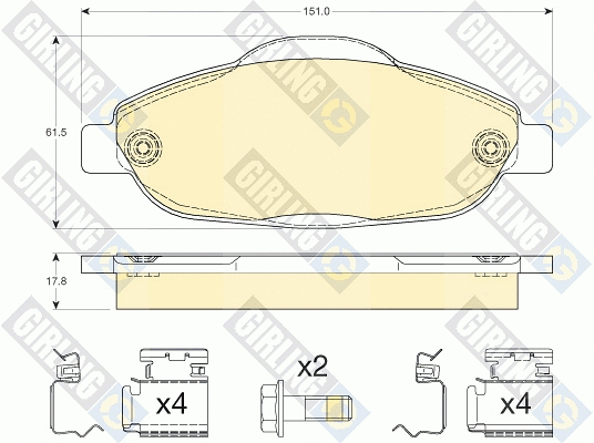 Kit de plaquettes de frein, frein à disque GIRLING 6117614