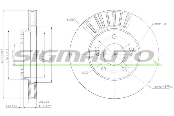 Disque de frein SIGMAUTO DBB494V