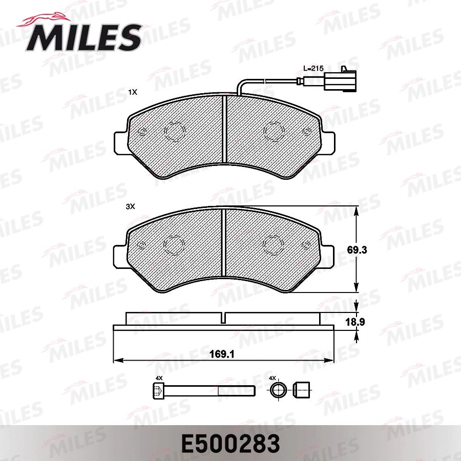Kit de plaquettes de frein, frein à disque MILES E500283