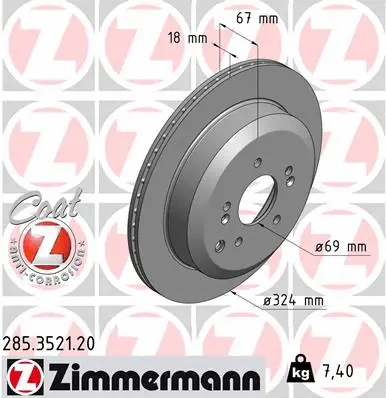 Disque de frein ZIMMERMANN 285.3521.20