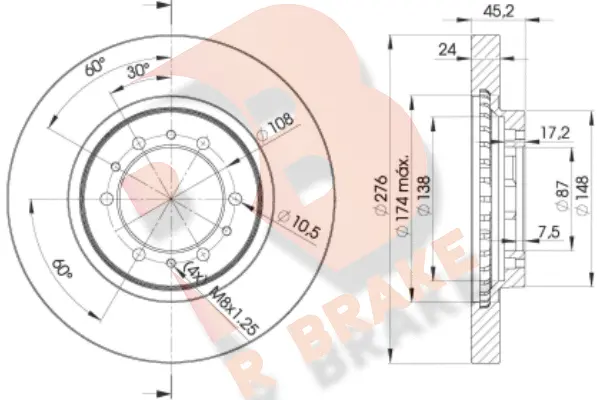 Disque de frein R BRAKE 78RBD28716
