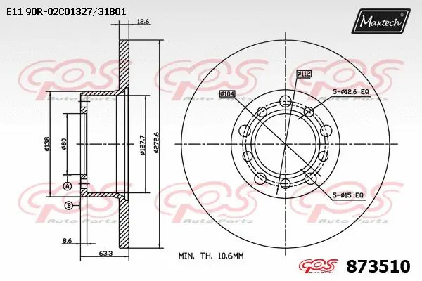 Disque de frein MAXTECH 873510