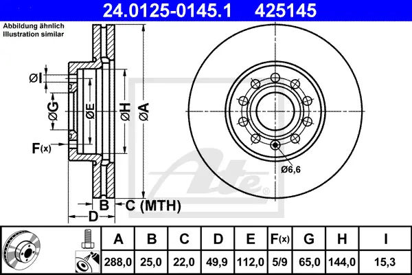 Disque de frein ATE-APAC 24.0125-0145.1