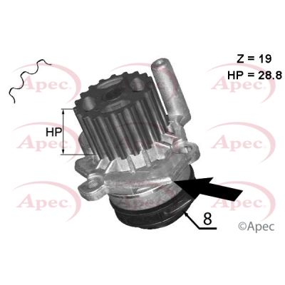 Pompe à eau, refroidissement du moteur APEC AWP1045