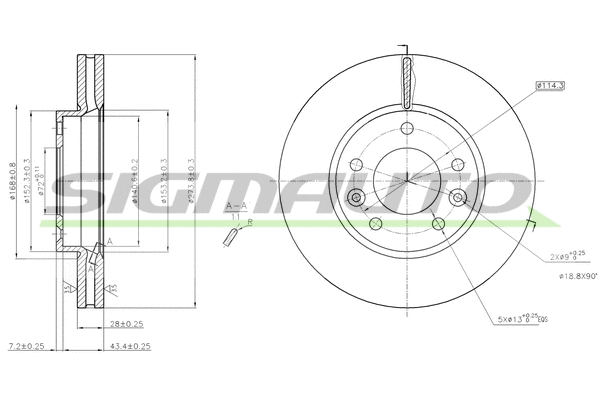 Disque de frein SIGMAUTO DBB629V