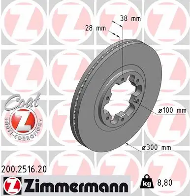 Disque de frein ZIMMERMANN 200.2516.20