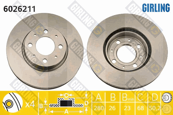 Disque de frein GIRLING 6026211