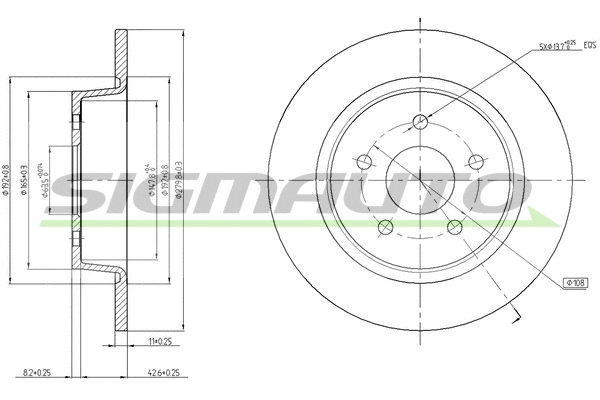 Disque de frein SIGMAUTO DBC058S