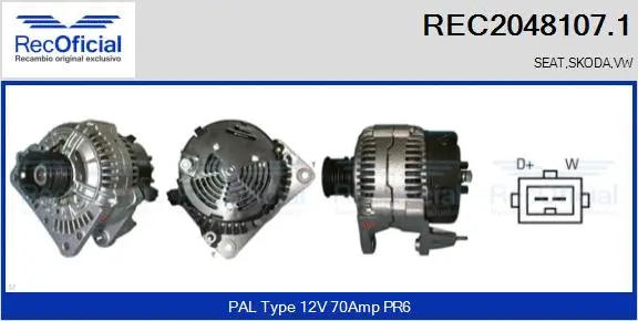 Alternateur RECOFICIAL REC2048107.1