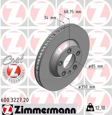 Disque de frein ZIMMERMANN 600.3227.20