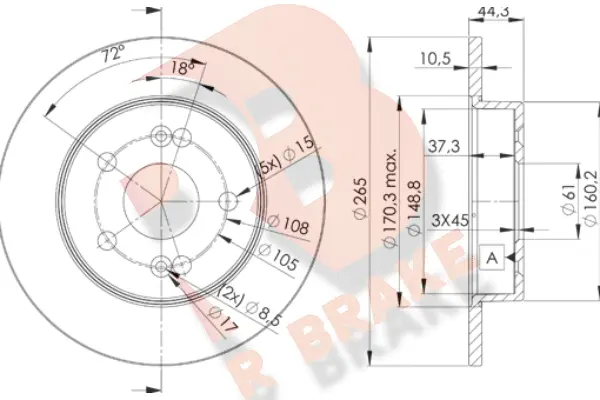 Disque de frein R BRAKE 78RBD24297