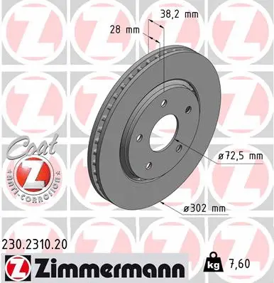 Disque de frein ZIMMERMANN 230.2310.20