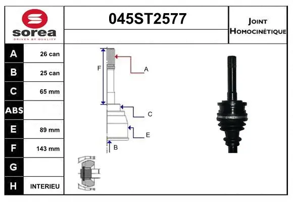Jeu de joints, arbre de transmission STARTCAR 045ST2577