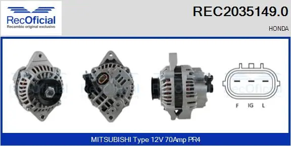 Alternateur RECOFICIAL REC2035149.0