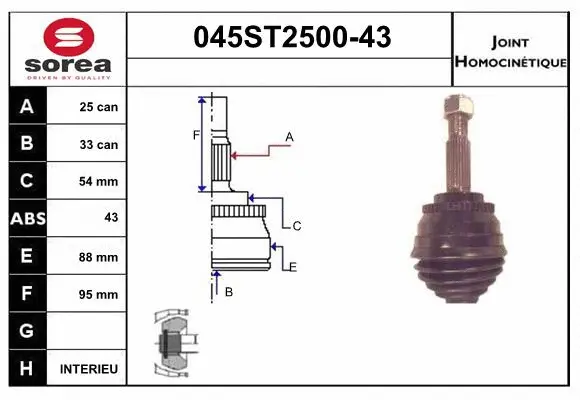 Jeu de joints, arbre de transmission STARTCAR 045ST2500-43