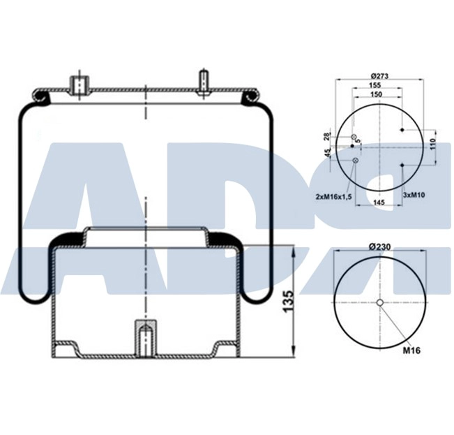 Soufflet de suspension, suspension pneumatique ADR 51725100