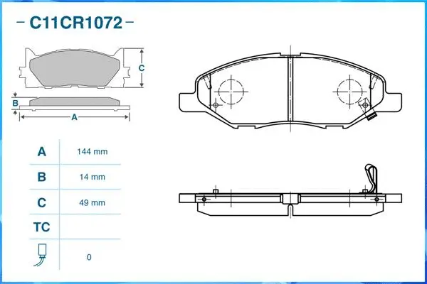 Kit de plaquettes de frein, frein à disque CWORKS C11CR1072