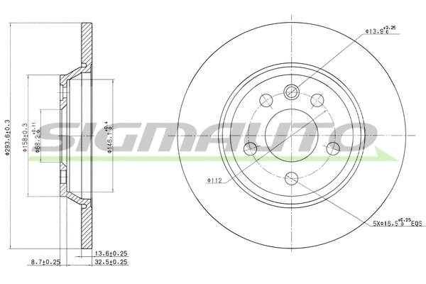 Disque de frein SIGMAUTO DBB158S