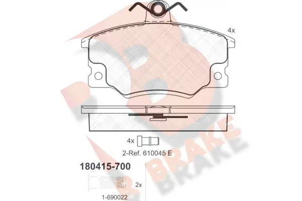 Kit de plaquettes de frein, frein à disque R BRAKE RB0415-700