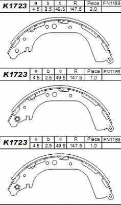 Jeu de mâchoires de frein ASIMCO K1723