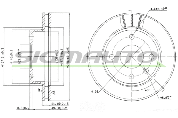 Disque de frein SIGMAUTO DBA183V