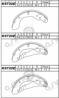 Jeu de mâchoires de frein ASIMCO K9720E