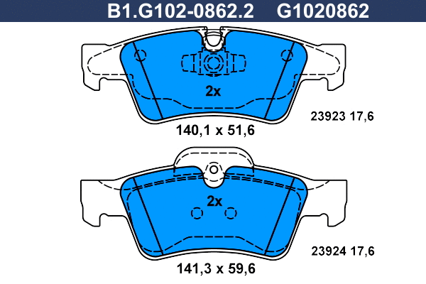 Kit de plaquettes de frein, frein à disque GALFER B1.G102-0862.2