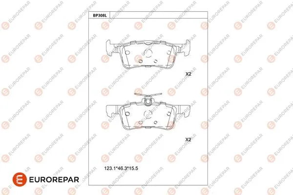 Kit de plaquettes de frein, frein à disque EUROREPAR 1681225680
