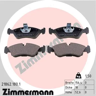 Kit de plaquettes de frein, frein à disque ZIMMERMANN 21862.180.1